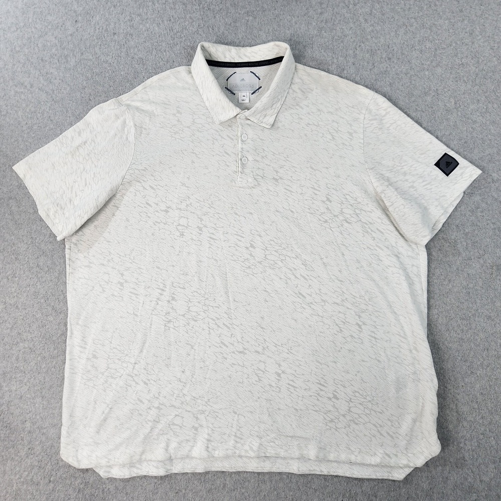 Adidas Adicross Polo Golf Shirt Mens Size 2XL White Short Sleeve Athleticwear